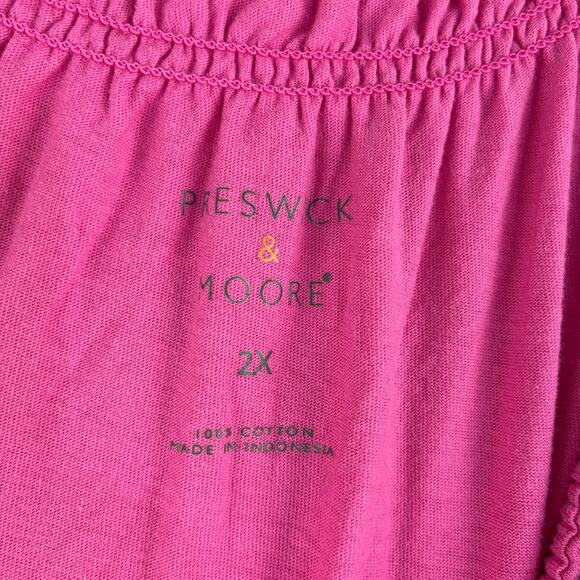 Preswick & Moore Sleeveless Blouse Women's 2X Bubblegum Pink 100% Cotton Stretch - Picture 6 of 8